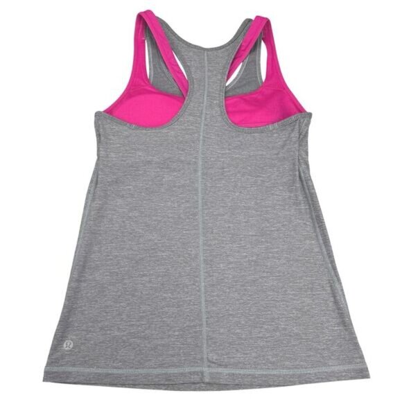 LULULEMON Inspiration Tank II Sz 6 Heathered Slate / Jewelled Magenta - Picture 4 of 6